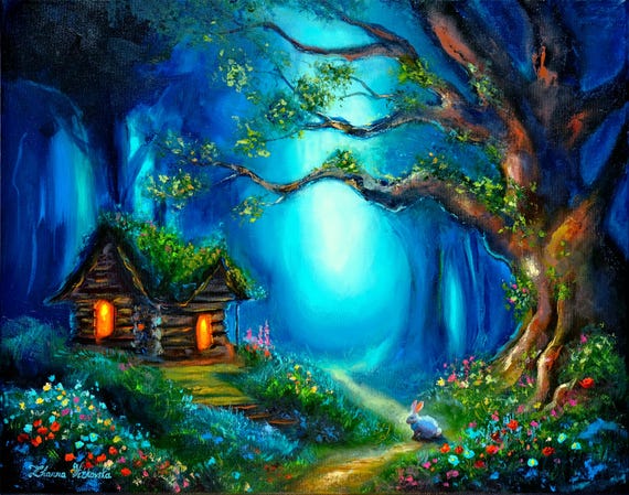 Fairy Forest Original Oil Painting Magical Landscape Art by Zhanna