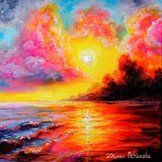 油絵　大きめ　アート　サンセット Amazon.co.jp: 絵画 美しいサンセットビーチインテリア 絵画 魅力的な