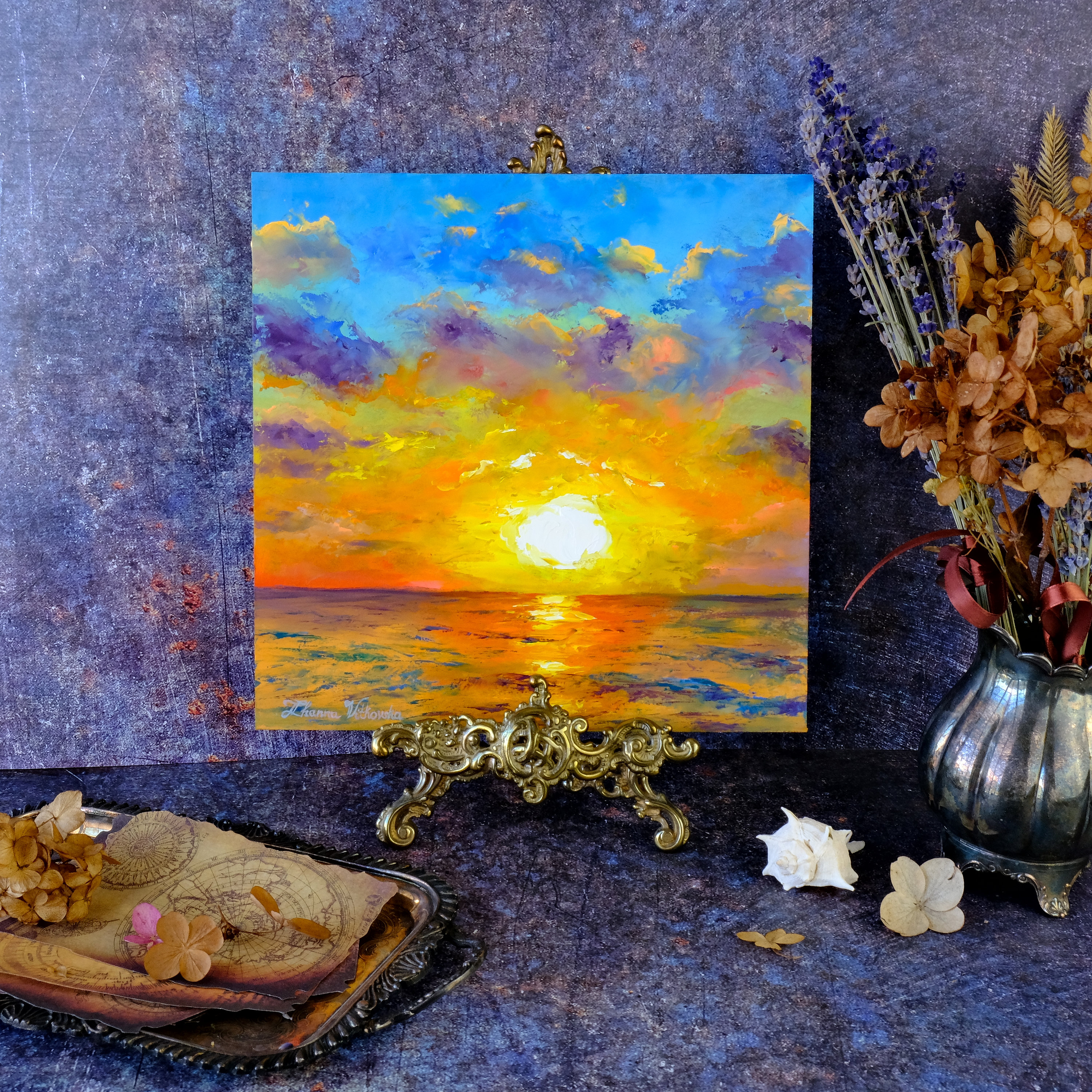 Sunrise Ocean Painting ORIGINAL Art Seascape Artwork Oil Sunset Sea ...