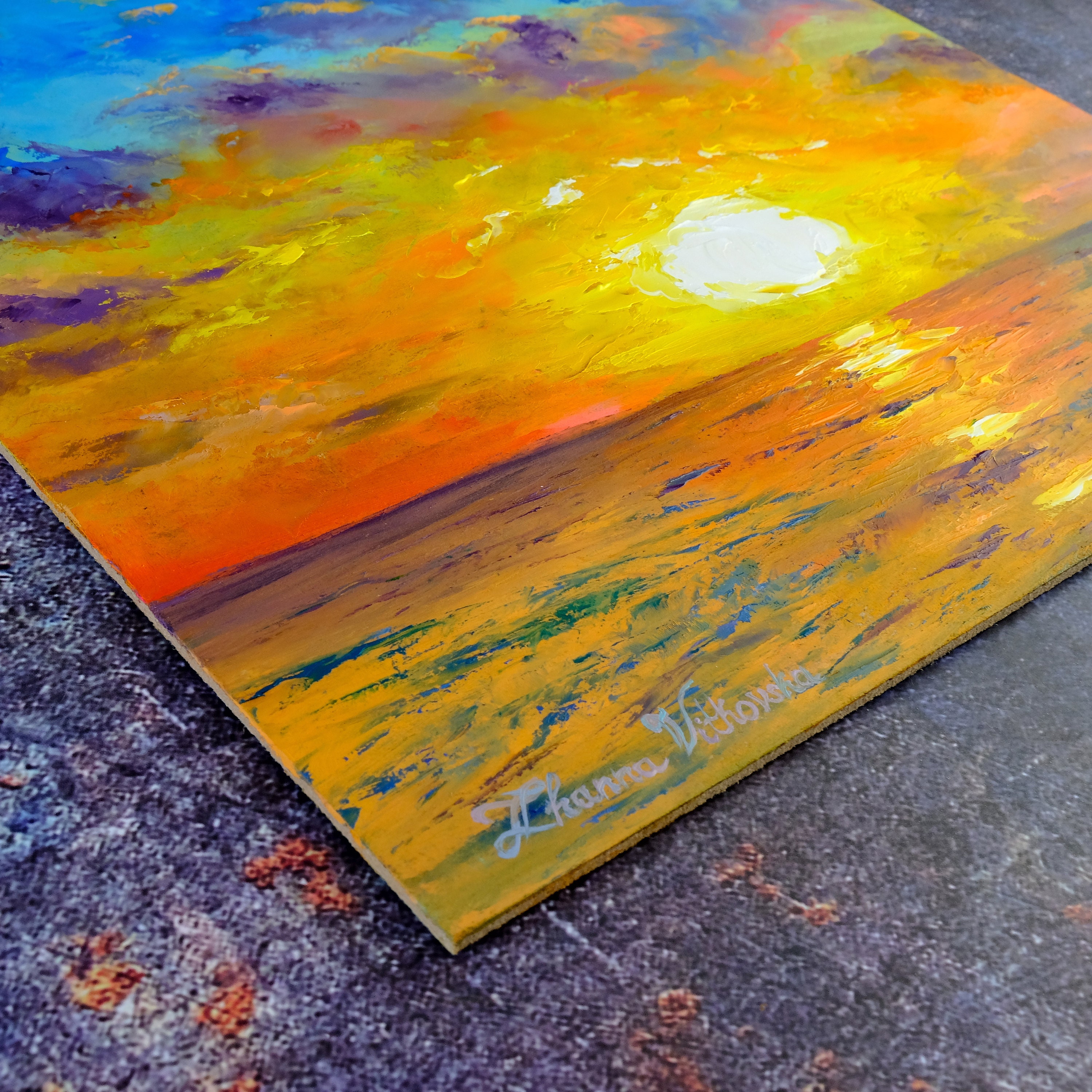 Original Seascape Oil Painting: Sunrise, Sunset Artwork by