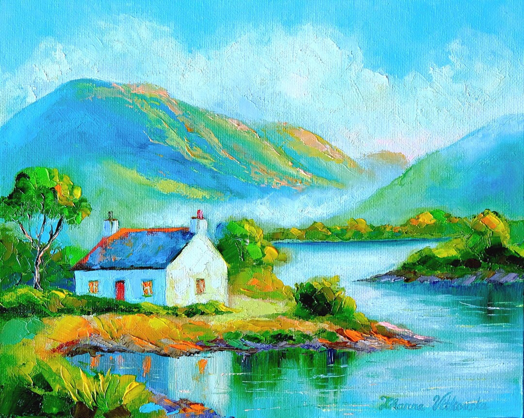 Irish Cottage ORIGINAL Oil Painting READY to SHIP Impasto Landscape ...