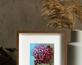 アジサイの絵画 オリジナル油絵 花の静物画（6インチ×6インチ） - Etsy