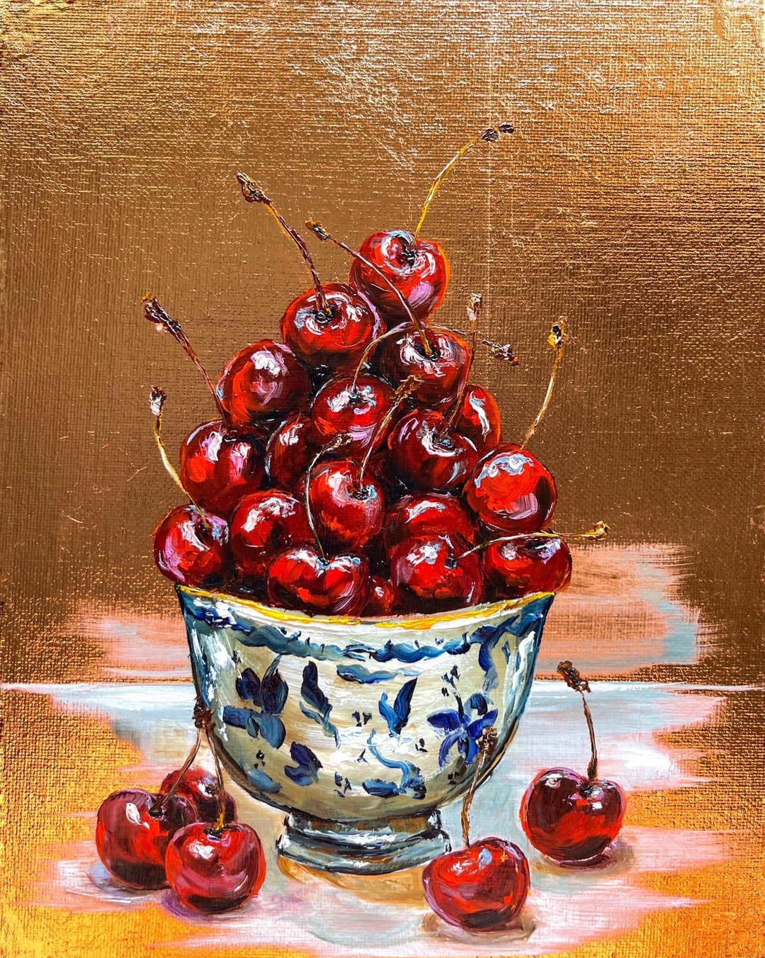 Cherry Painting Original Art Berry Still Life Painting Oil