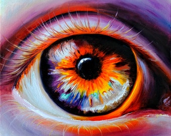 Eye Painting Original Art Realistic Eye Painting Eye Art Oil Painting Original Painting 8" by 8" by Zhanna Vitkovska