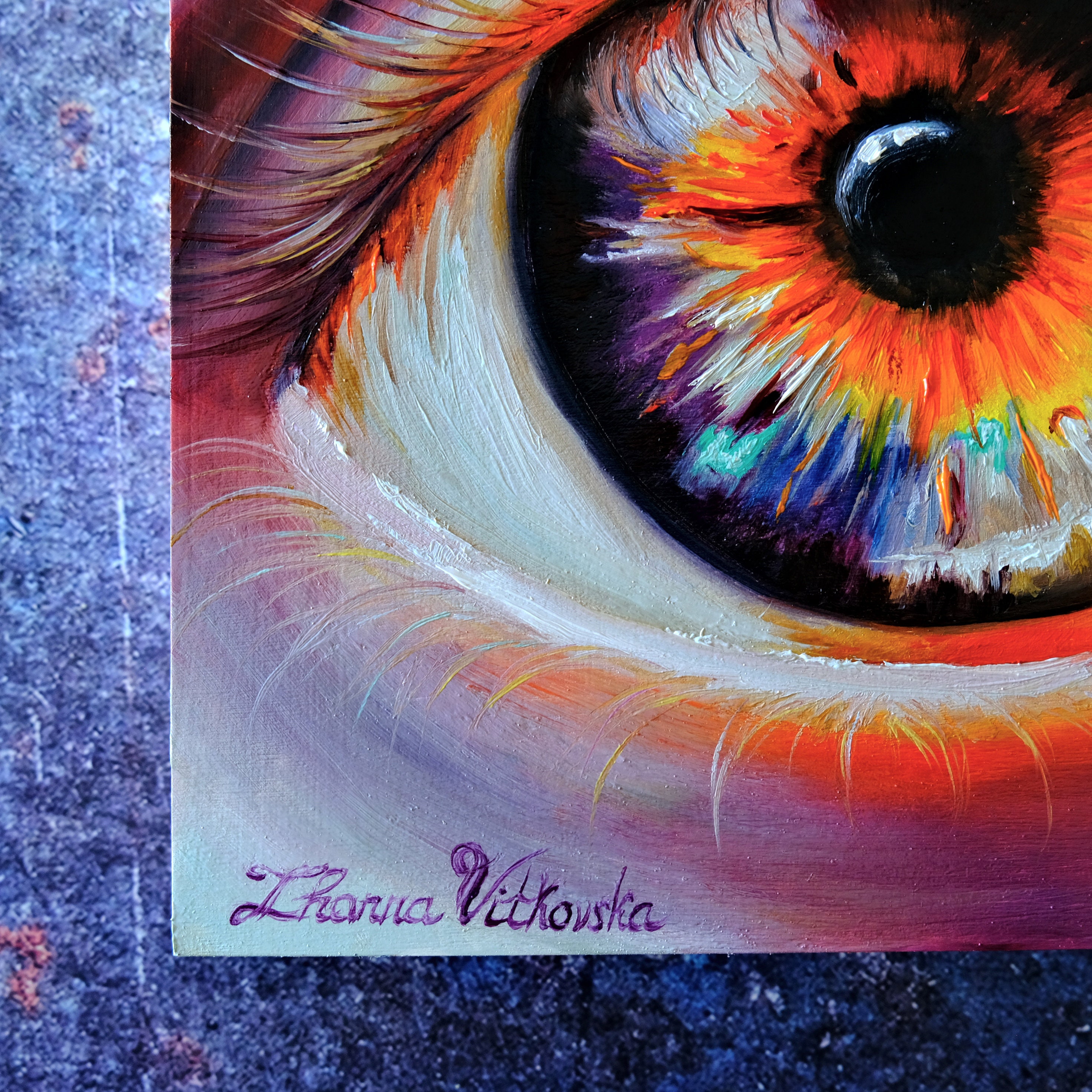 ミステリアスアイ / 油絵 ジャンナ・ヴィトコフスカ作「目の絵」オリジナル油彩画 写実的な目 8
