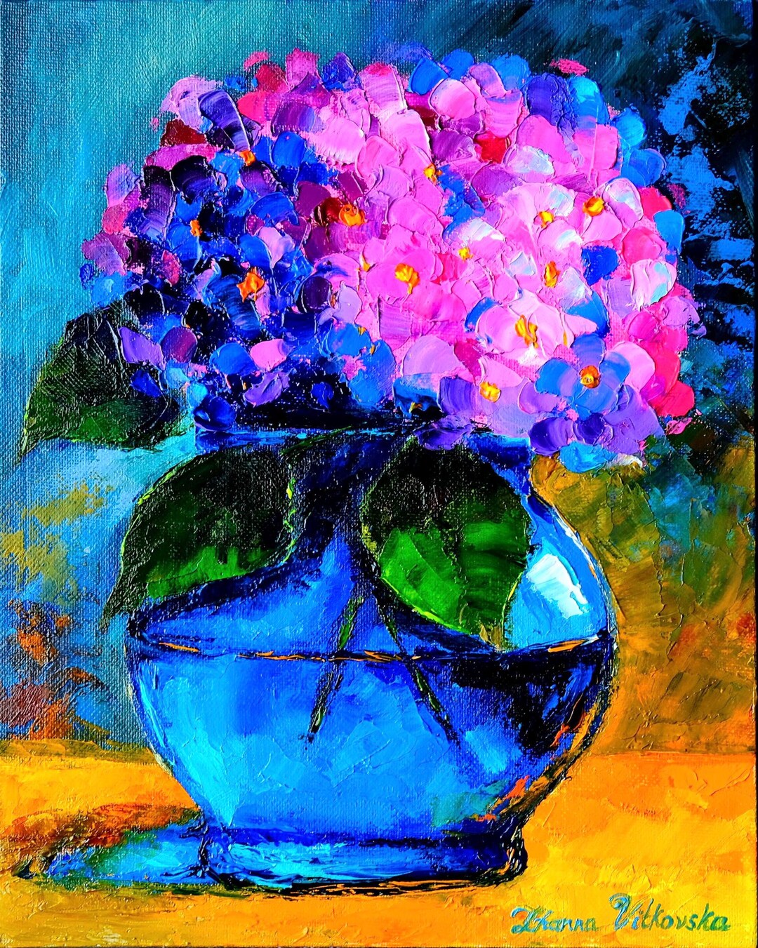 Hydrangea Painting ORIGINAL Art Impressionist Flower Painting Impasto ...