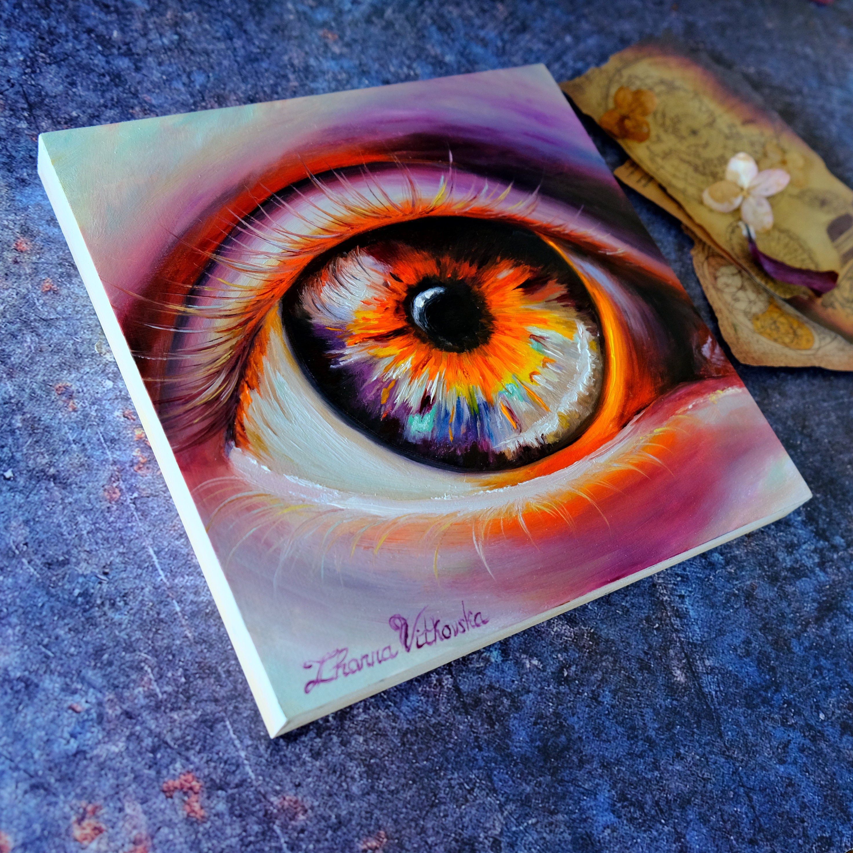 ジャンナ・ヴィトコフスカ作「目の絵」オリジナル油彩画 写実的な目 8