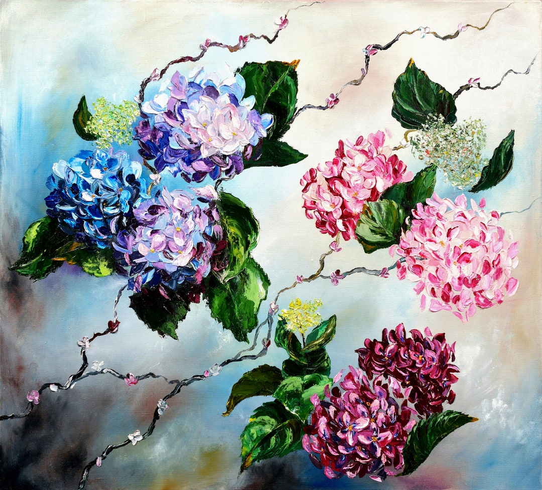 Hydrangea Painting Original Art Flower Painting Canvas Impasto Painting ...