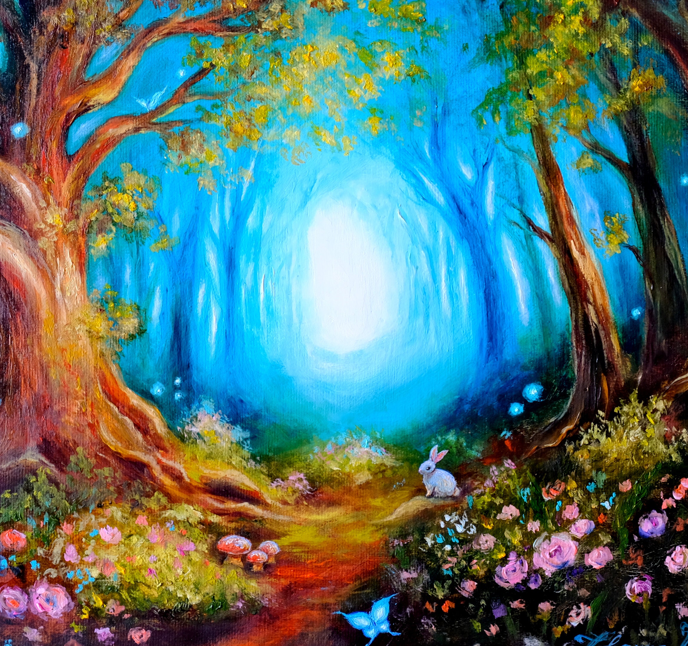 Magical Forest Painting Original Art Fairy World Canvas Oil
