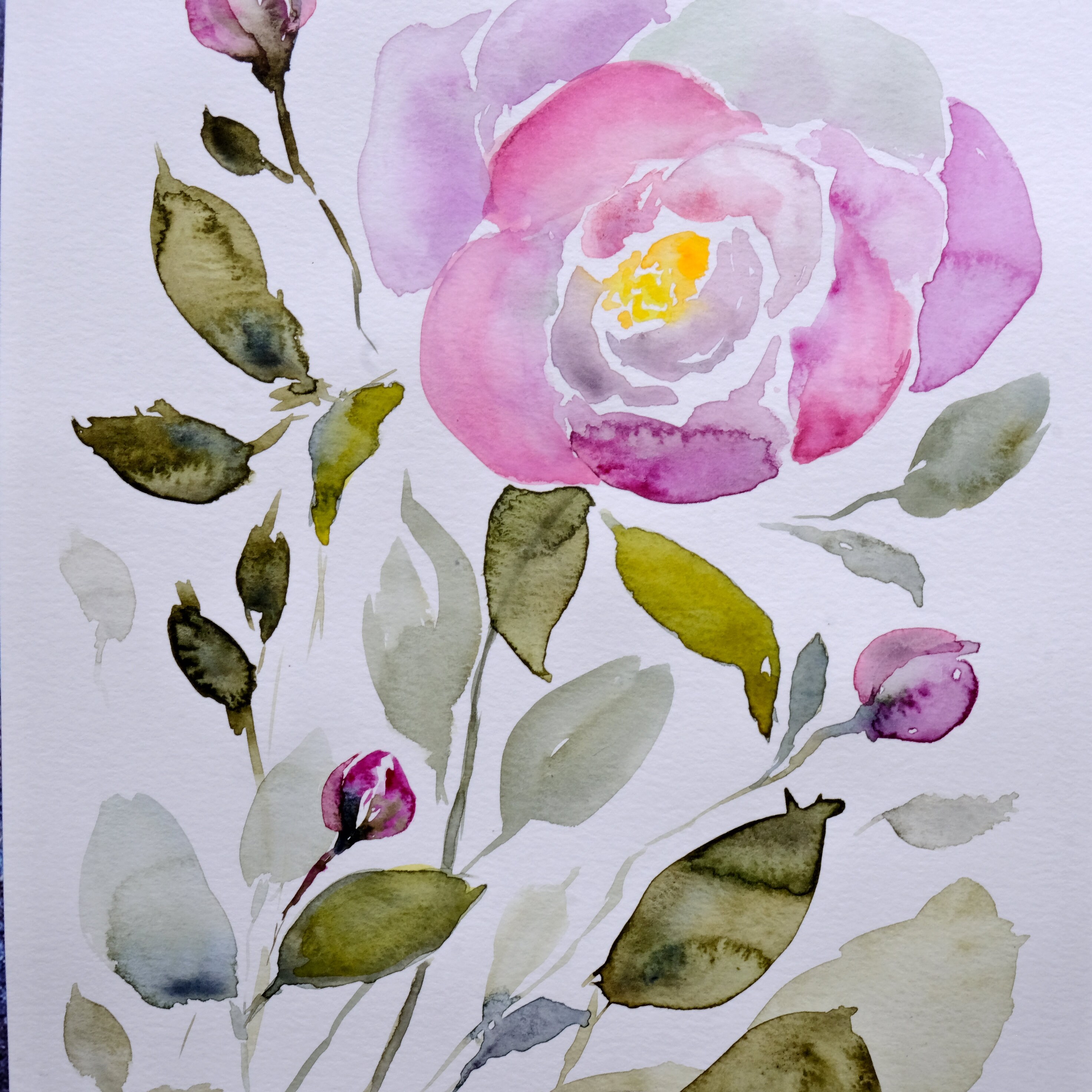 Pink Rose Painting Original Art Watercolor Rose Artwork Flower - Etsy