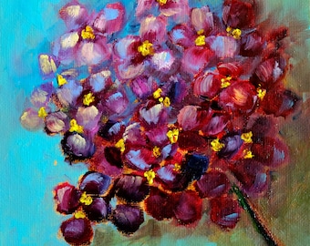Hydrangea Painting Original Oil Painting Floral Still Life Art (6"x6")