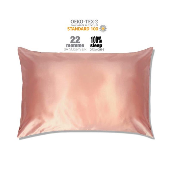 End of Business Sale, 100% Mulberry Silk Pillowcase,22 Momme (pillow is not included)  Queen size (20inx30in) Peach Color