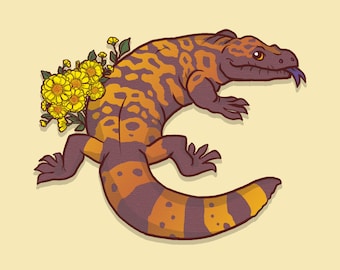 Gila Monster w/ Desert Marigolds