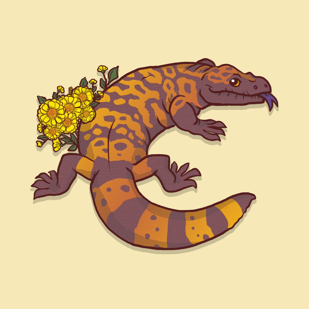Gila Monster W/ Desert Marigolds - Etsy