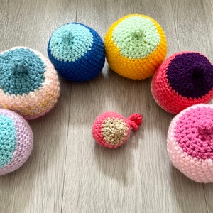 Colourful Crochet Breast Lactation Demonstration. Breastfeeding IBCLC