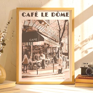 Paris Café Art Print, Vintage French Travel Poster, Retro Street Scene Wall Decor, Francophile Gift, French Bistro Artwork, Gift for her