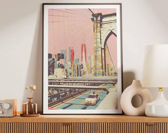 Retro Brooklyn Bridge Print: Vintage NYC Wall Art