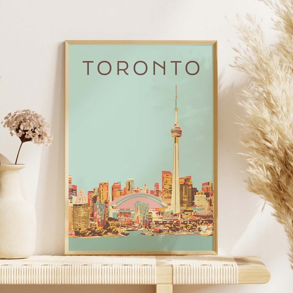 Toronto Print, Canadian Travel Art, CN Tower Print, Cityscape Wall Art, Downtown Toronto Poster,  giclée print, gift for vegan friend