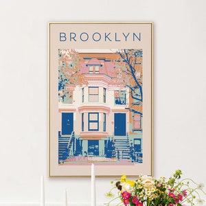 Vintage Brooklyn Poster, Retro Travel Art Print, Brooklyn Wall Art, Travel Poster, gift for her, gift for friend, gift for vegan
