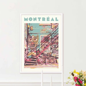 Montréal graffiti trapprint: urban street art muurdecoratie