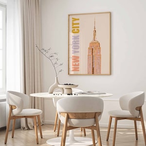 Arte mural de Nueva York, póster retro del Empire State, impresión vintage de Nueva York, decoración de dormitorio de Nueva York, paisaje urbano, arte emblemático de EE. UU., regalo para los amantes de Nueva York
