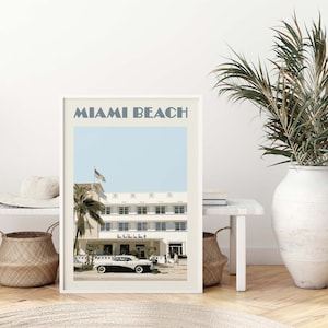 Poster di Miami, stampa di Miami Beach, arte di viaggio della Florida, arte murale retrò di Miami, Art Déco vintage di Miami, South Beach Miami, regalo per gli amanti di Miami