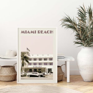 Miami Wall Art, stampa di Miami Beach, arte di viaggio della Florida, poster retrò di Miami, Art Déco vintage di Miami, South Beach Miami, regalo per gli amanti di Miami