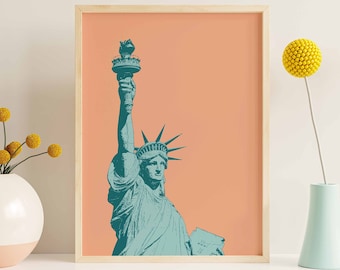 Statue of Liberty Print: NYC Pastel Wall Art