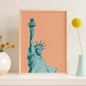 Poster di New York, Grande Arte Murale, Stampa di New York, Arte Murale di New York, Arte Minimalista, Arte Murale di New York, Arte Murale Pastello, Stampa di Ellis Island