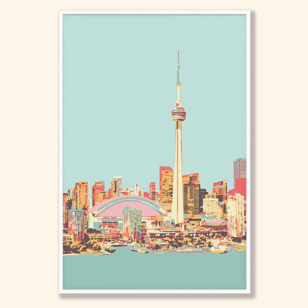 Toronto Poster, Vintage Travel Art Print, Retro Toronto Print, Toronto Cityscape, Canada Print, original art, large wall art, vegan gift