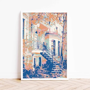 Montreal Staircase Art Print: Retro Architecture Poster