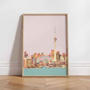 Arte mural de Toronto, impresión artística del paisaje urbano de Toronto, póster de la Torre CN de Toronto, impresión retro de Ontario, arte original de Canadá, regalo para los amantes de Toronto