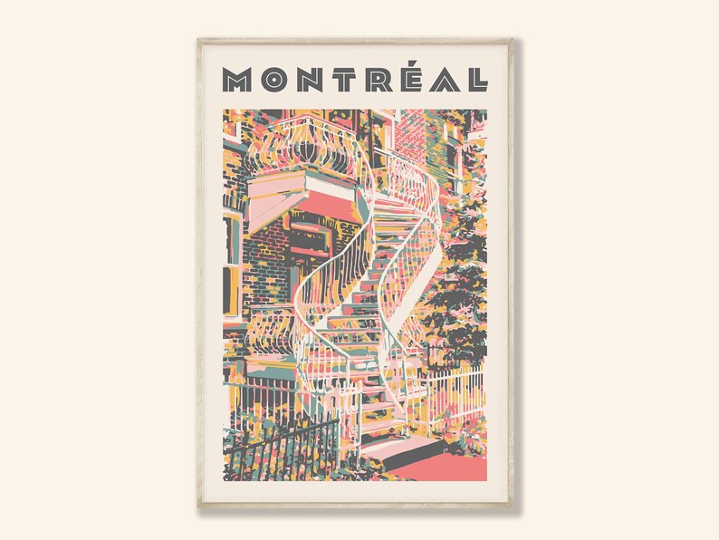 Montreal Poster Travel Art Print Vintage Style Poster Etsy