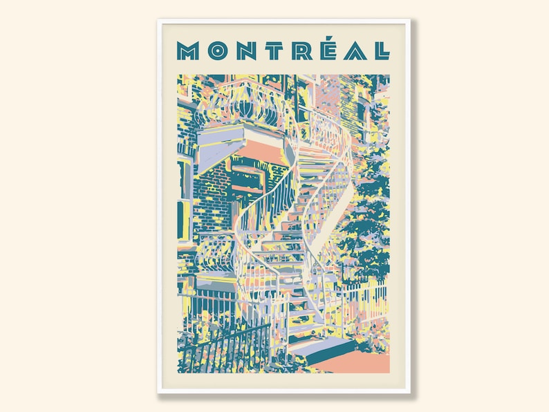 Montreal Poster Travel Art Print Vintage Style Poster Etsy