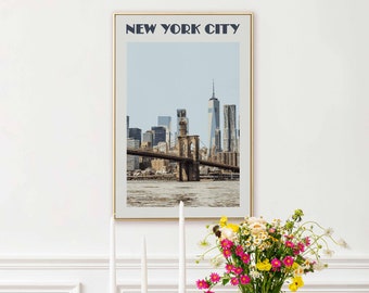 Retro Brooklyn Bridge Print: Vintage NYC Wall Art