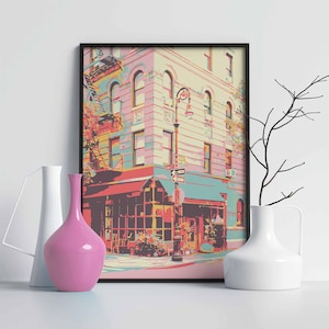 Poster di New York, stampa artistica dell'appartamento di un amico di New York, poster di New York City, Greenwich Village, condominio di Monica, regalo per gli amanti di New York