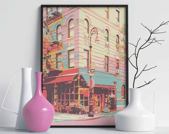 New York Poster, NYC Freund&#39;s Wohnung Kunstdruck, New York City Poster, Greenwich Village, Monica Wohnhaus, Geschenk für NYC Liebhaber