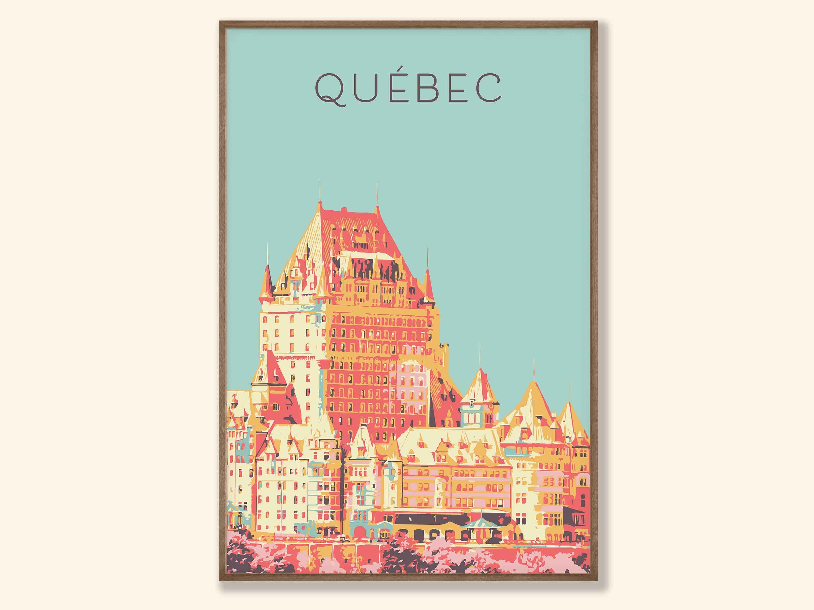 Quebec Print, Chateau Frontenac Poster, Vintage Style Wall Art, Quebec