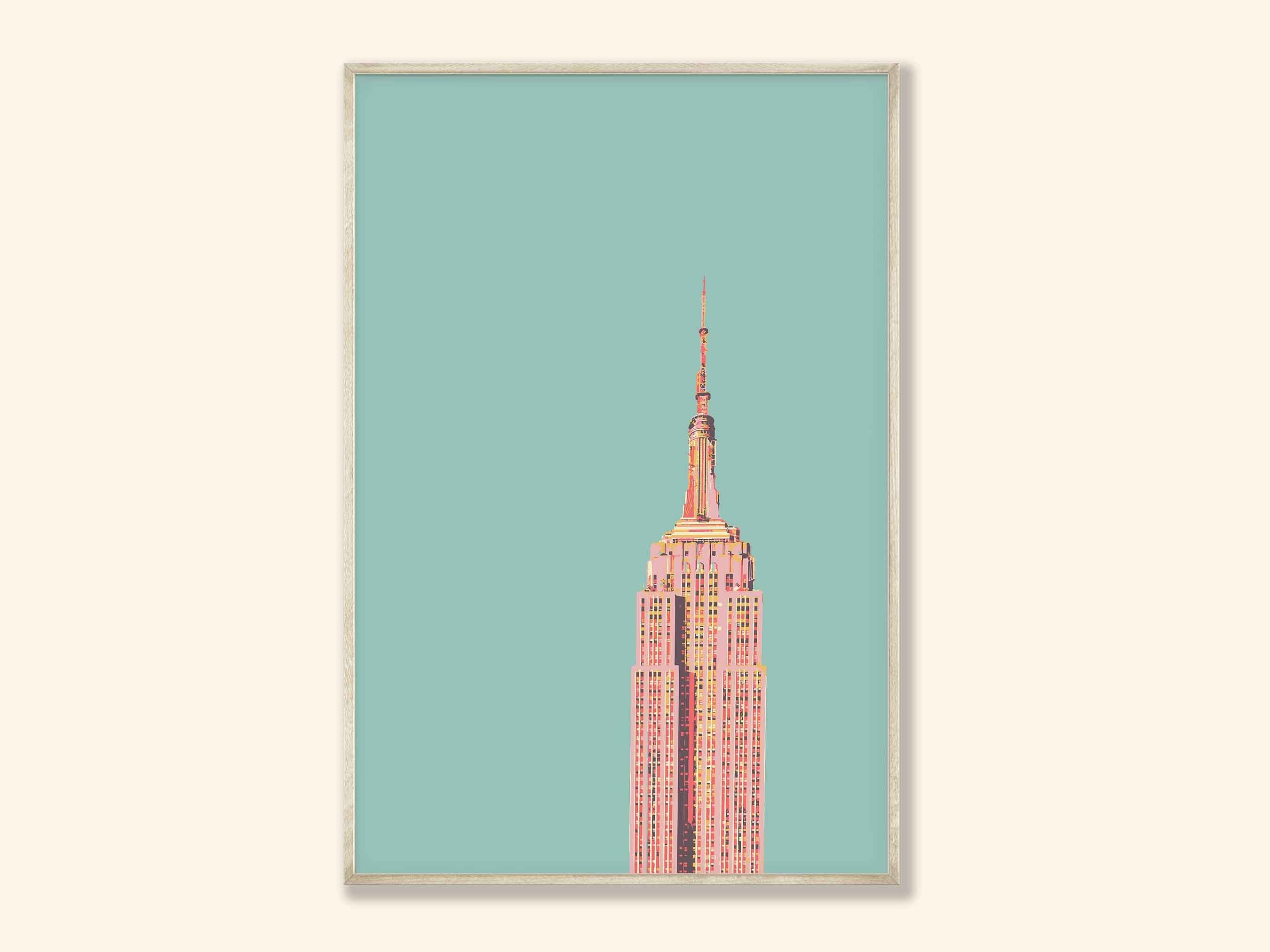 Retro Empire State Building Art Print: Vintage New York Travel Poster ...