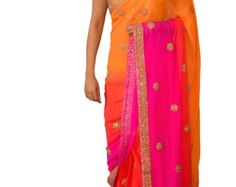 Tangerine Tramonto Saree