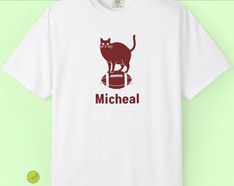 Personalisiertes lustiges Katzen-Fußball-T-Shirt / Spieltag / Kundenspezifisches Sport-T-Shirt