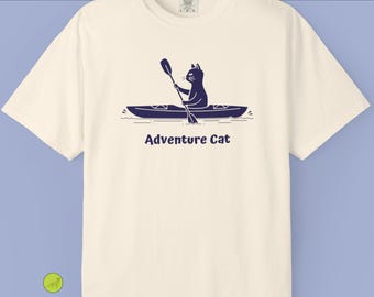 Adventure Cat Kayaking T-Shirt / Funny Adventure Lover Gift / Minimalist Graphic Tee