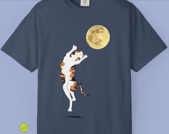 Calico Cat Moon Dance T-Shirt | Whimsical Feline Graphic Tee