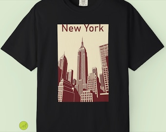Vintage New York Skyline T-Shirt /  Retro NYC Minimalist Poster Graphic tee