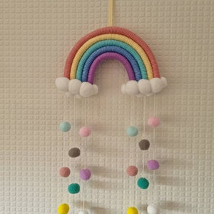 Macrame Rainbow Mobile Wall Hanging, Childrens bedroom/nursery, Wall Decor, Hand Woven, Hope Decor, Rainbow Wall Decor, Christmas Gifts