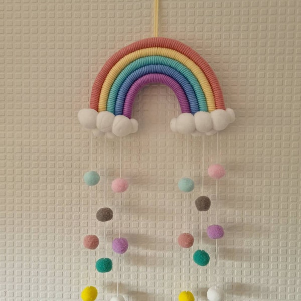 Macrame Rainbow Mobile Wall Hanging, Childrens bedroom/nursery, Wall Decor, Hand Woven, Hope Decor, Rainbow Wall Decor, Christmas Gifts