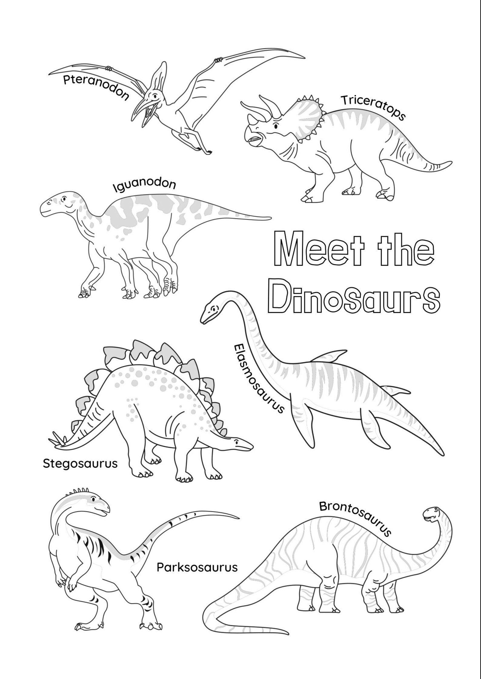 Malseiten Let es Colour Dinosaurier Lustige Aktivität für | Etsy