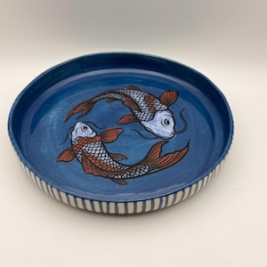 Blate (combination plate/bowl) with Koi Fish Design 24cms