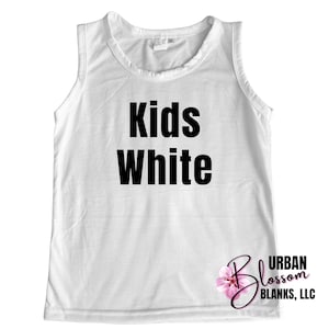 KIDS White 100% Polyester Sublimation Blanks Muscle Tank Tops
