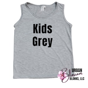 KIDS Grey 100% Polyester Sublimation Blanks Muscle Tank Tops